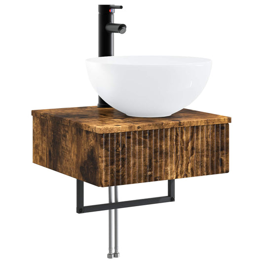Wall-Mounted Wash Basin Smoked Oak 40 x 41 x 40.5 cm