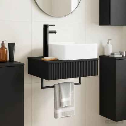 Wall-Mounted Wash Basin Black 50 x 41 x 39 cm Engineered Wood