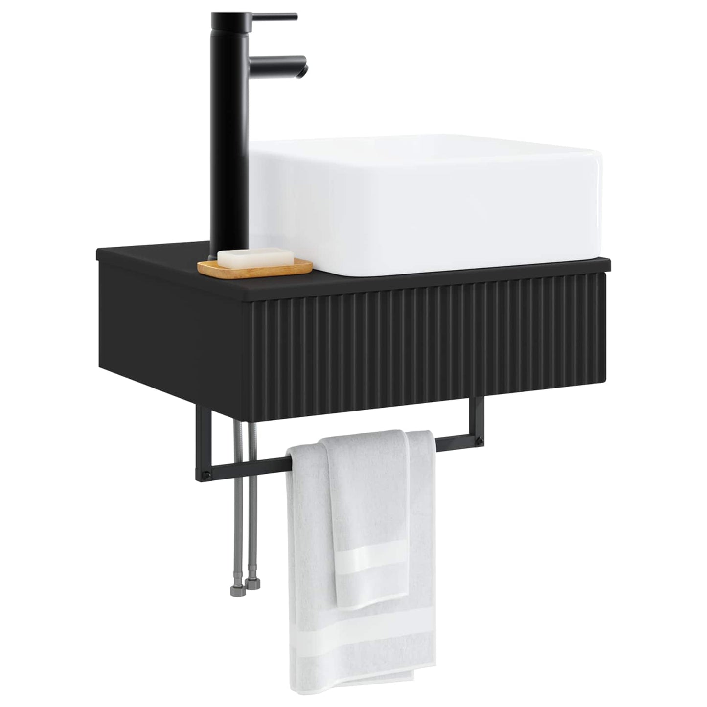 Wall-Mounted Wash Basin Black 50 x 41 x 39 cm Engineered Wood