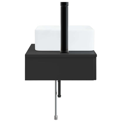 Wall-Mounted Wash Basin Black 50 x 41 x 39 cm Engineered Wood