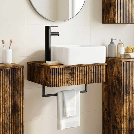 Wall-Mounted Wash Basin Smoked Oak 50 x 41 x 39 cm