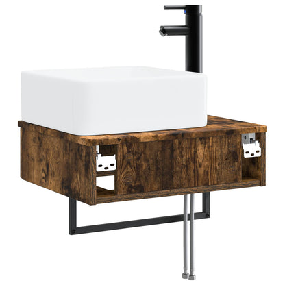 Wall-Mounted Wash Basin Smoked Oak 50 x 41 x 39 cm