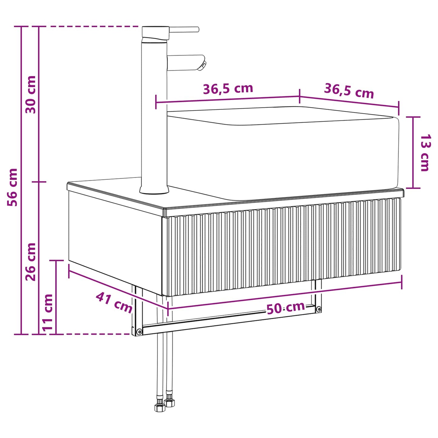 Wall-Mounted Wash Basin Grey Sonoma 50 x 41 x 39 cm