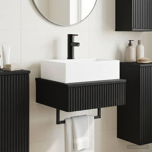 Wall-Mounted Wash Basin Black 40 x 41 x 39 cm Engineered Wood