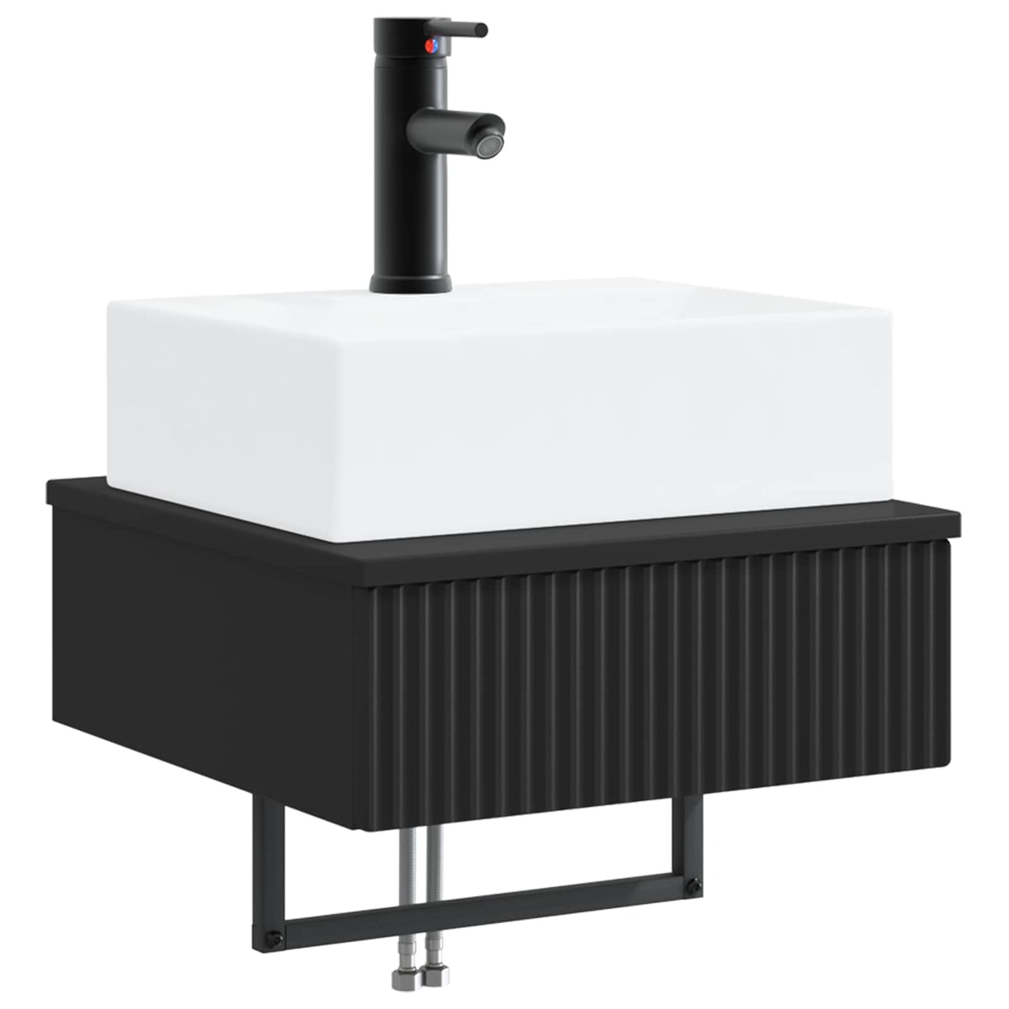 Wall-Mounted Wash Basin Black 40 x 41 x 39 cm Engineered Wood