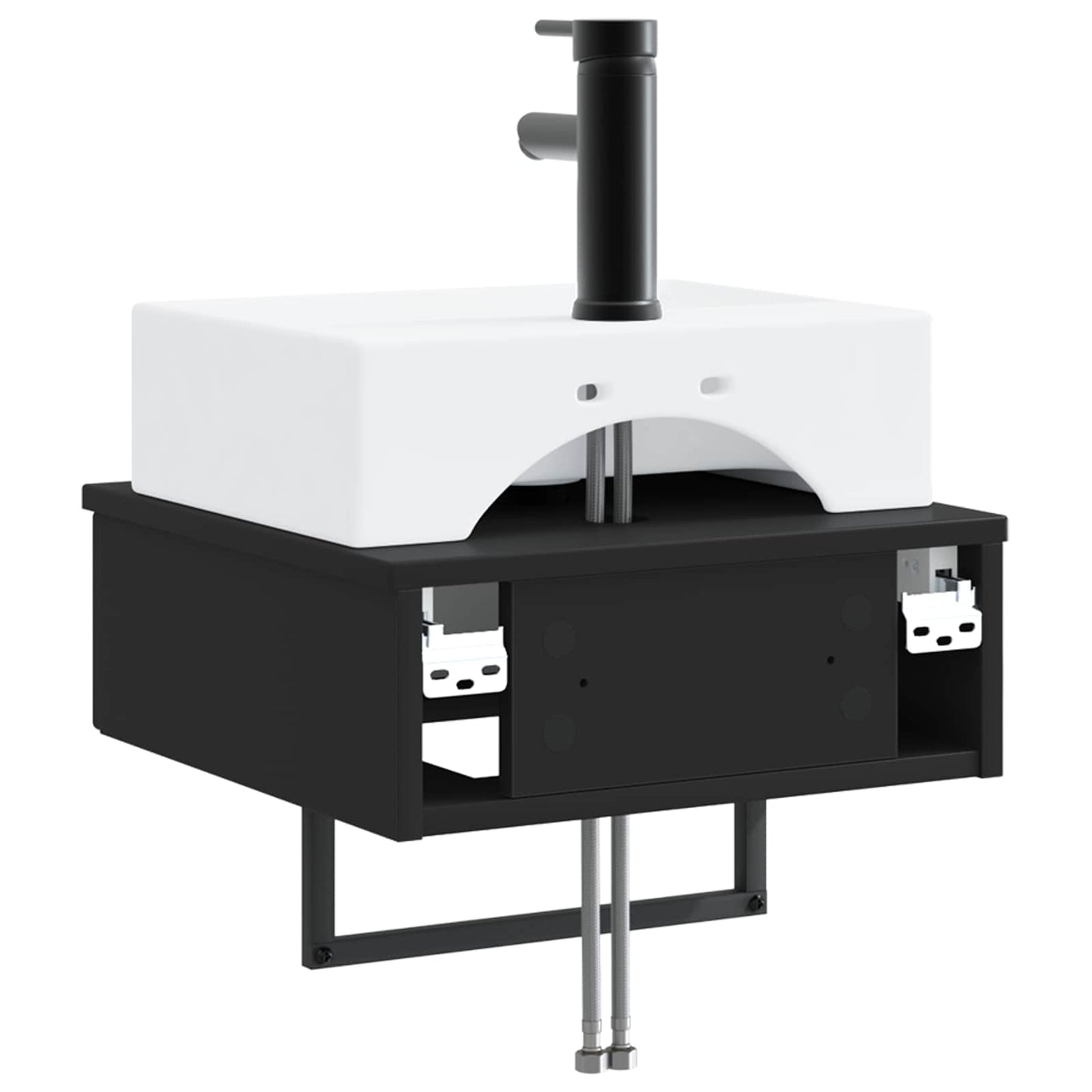 Wall-Mounted Wash Basin Black 40 x 41 x 39 cm Engineered Wood
