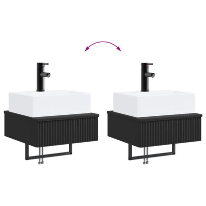 Wall-Mounted Wash Basin Black 40 x 41 x 39 cm Engineered Wood