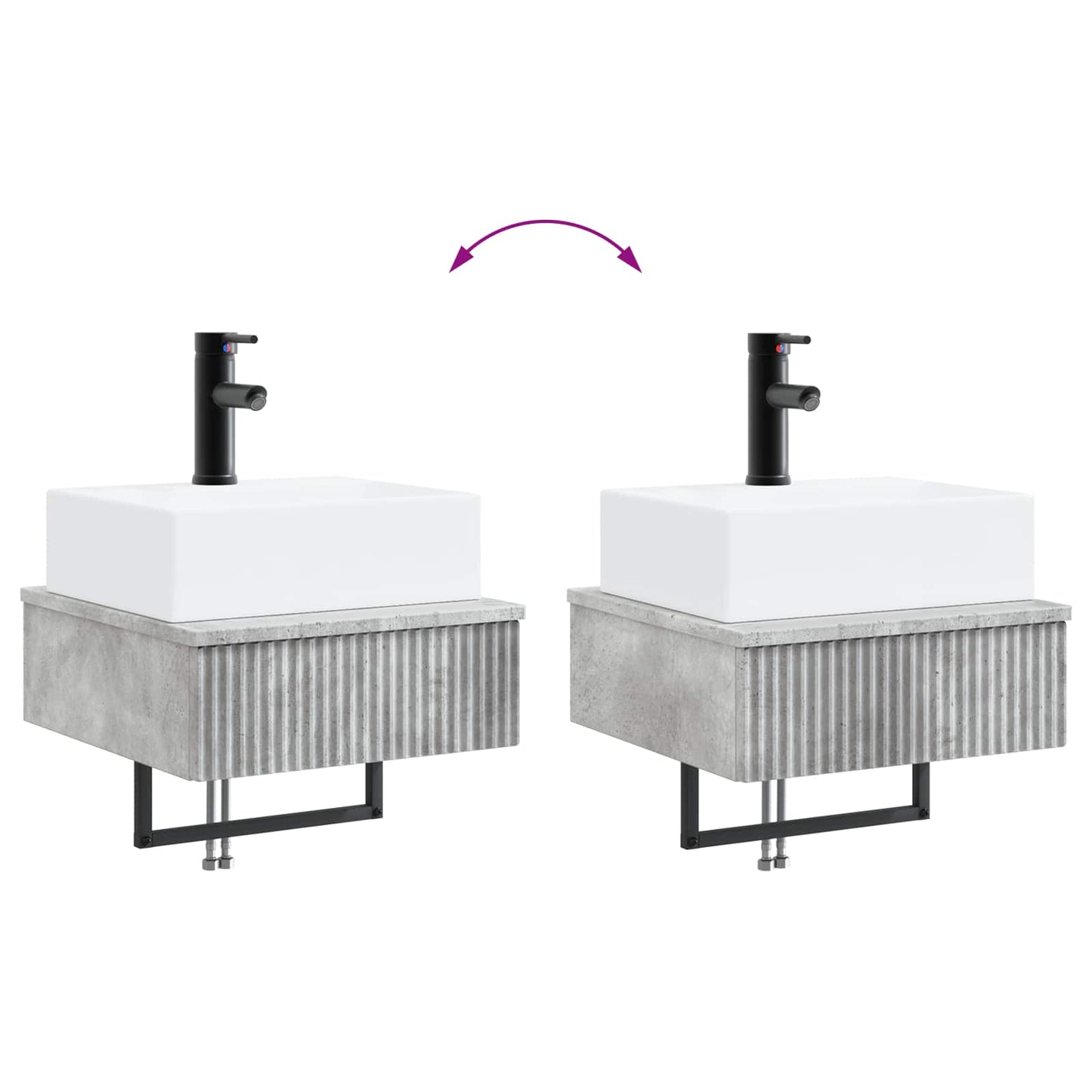 Wall-Mounted Wash Basin Concrete Grey 40 x 41 x 39 cm