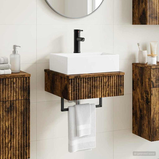Wall-Mounted Wash Basin Smoked Oak 40 x 41 x 39 cm