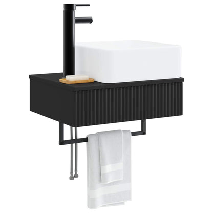 Wall-Mounted Wash Basin Black 53 x 35 x 39 cm Engineered Wood