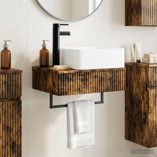 Wall-Mounted Wash Basin Smoked Oak 53 x 35 x 39 cm
