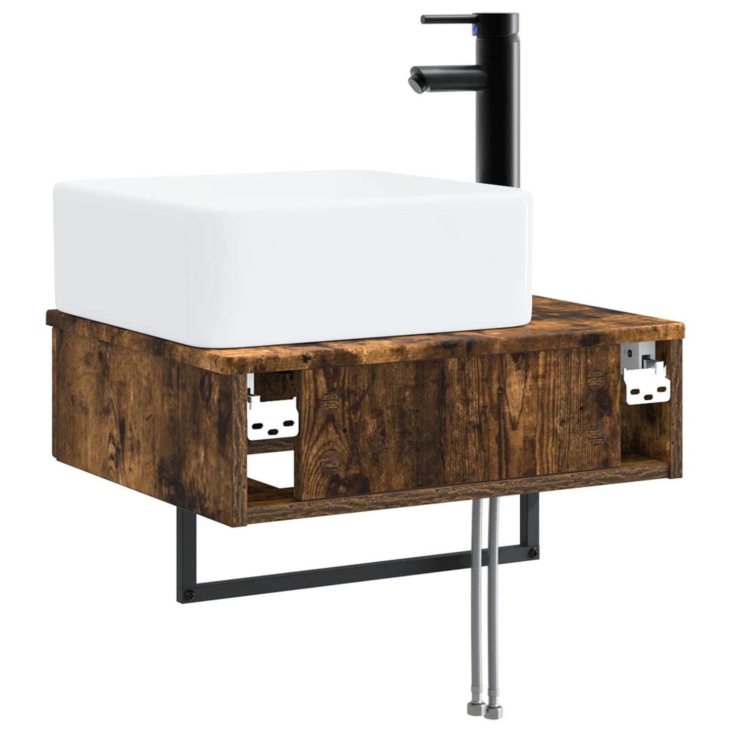 Wall-Mounted Wash Basin Smoked Oak 53 x 35 x 39 cm