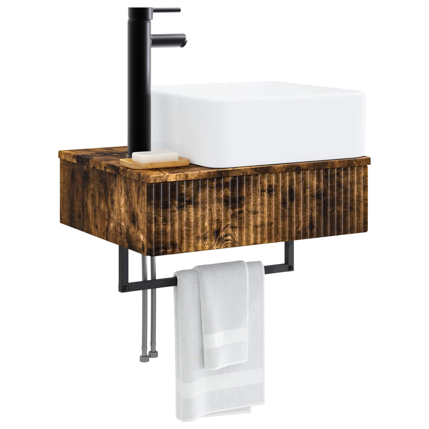 Wall-Mounted Wash Basin Smoked Oak 53 x 35 x 39 cm