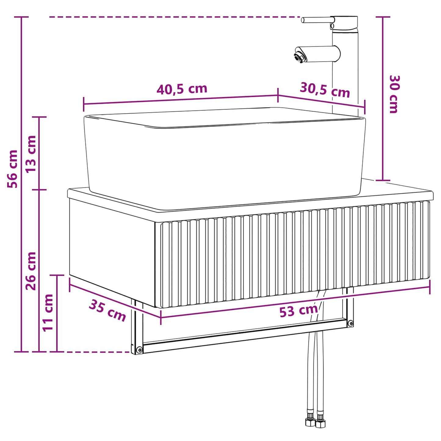Wall-Mounted Wash Basin Artisan Oak 53 x 35 x 39 cm
