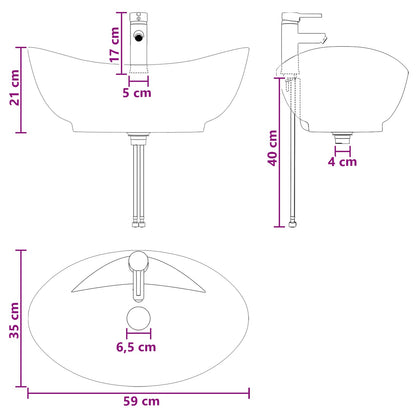 Bathroom Wash Basin Chrome 59 x 35 x 21 cm Metal