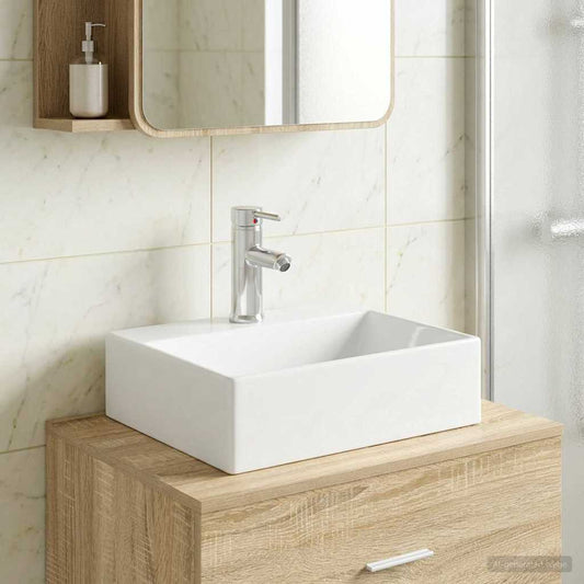 Bathroom Sink with Faucet and Drain Chrome 39 x 30.5 x 12.5 cm