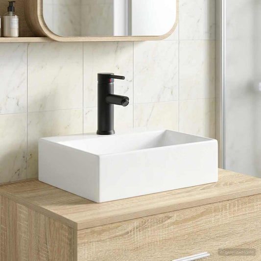 Bathroom Sink with Faucet and Drain Matte Black