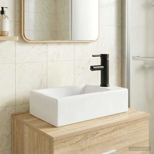 Bathroom Sink with Faucet and Drain Matte Black