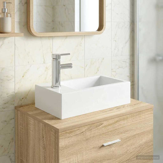 Bathroom Sink with Faucet and Drain Chrome 45.5 x 25.5 x 13 cm