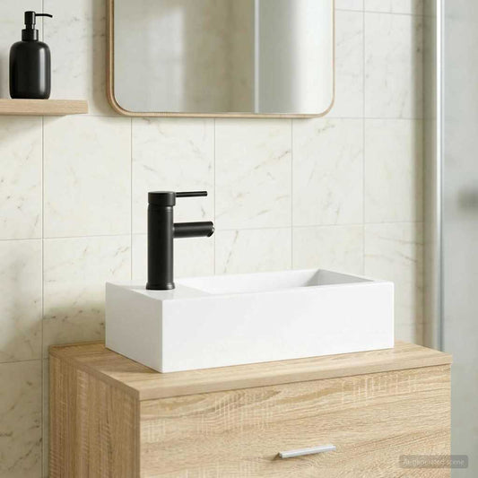 Bathroom Sink with Faucet and Drain Matte Black