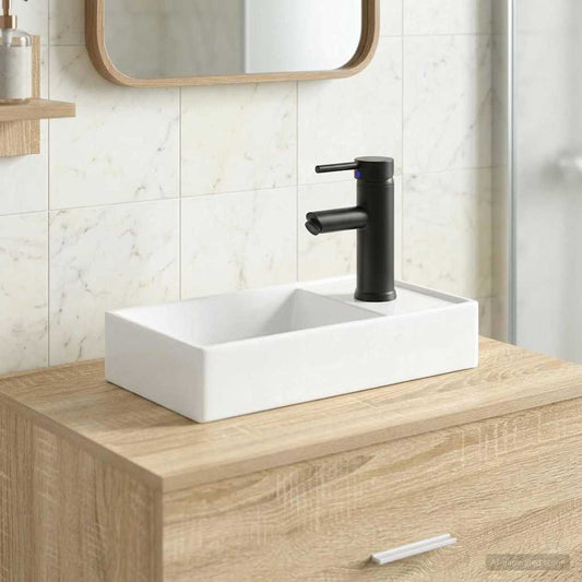 Bathroom Sink with Faucet and Drain Matte Black