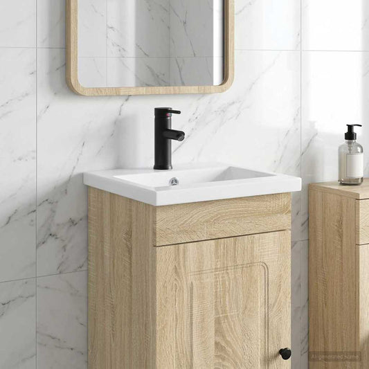 Bathroom Sink with Faucet and Drain Matte Black