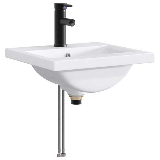Bathroom Sink with Faucet and Drain Matte Black