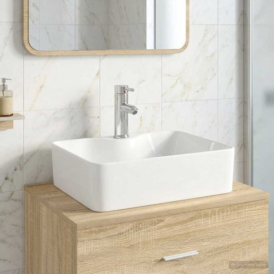 Bathroom Sink with Faucet and Drain Chrome 48.5 x 37.5 x 13 cm