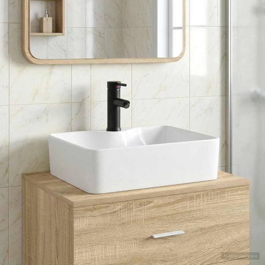 Bathroom Sink with Faucet and Drain Matte Black