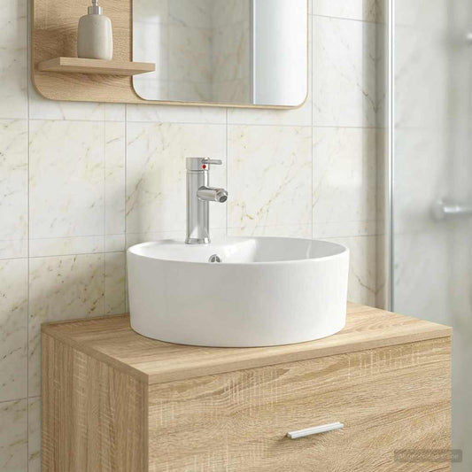 Bathroom Sink with Faucet and Drain Chrome 40.5 x 40.5 x 15 cm