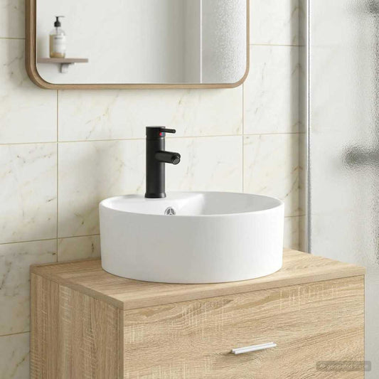 Bathroom Sink with Faucet and Drain Matte Black
