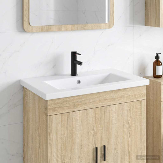 Bathroom Wash Basin Matte Black 81 x 40 x 17.5 cm Metal