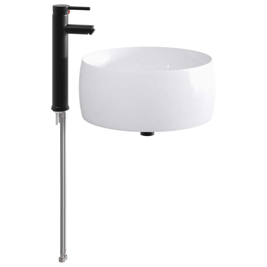 Bathroom Sink with Faucet and Drain Matte Black