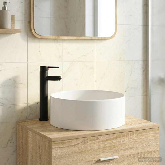 Bathroom Sink with Faucet and Drain Matte Black