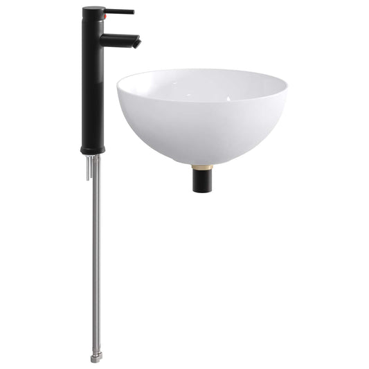 Bathroom Sink with Faucet and Drain Matte Black