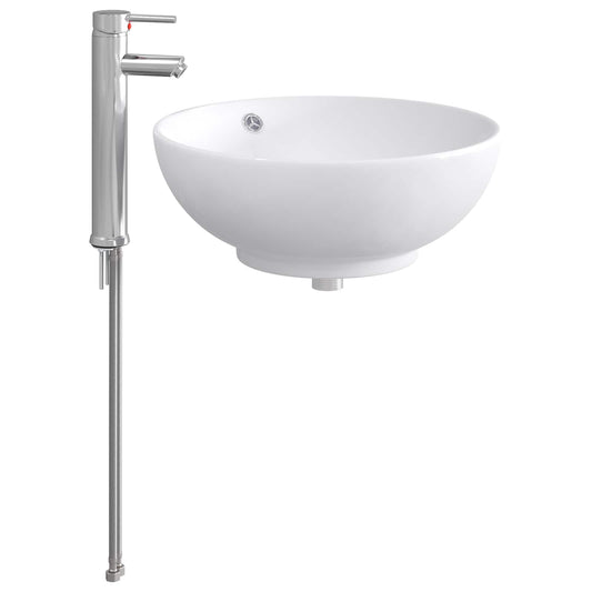 Bathroom Sink with Faucet and Drain Chrome 44 x 44 x 16 cm