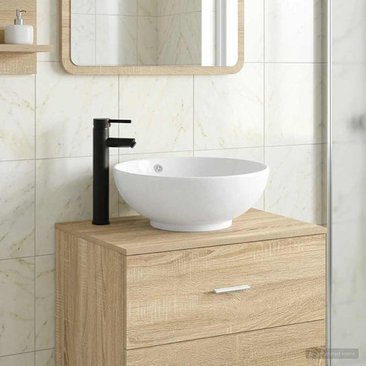 Bathroom Sink with Faucet and Drain Matte Black 44 x 44 x 16 cm