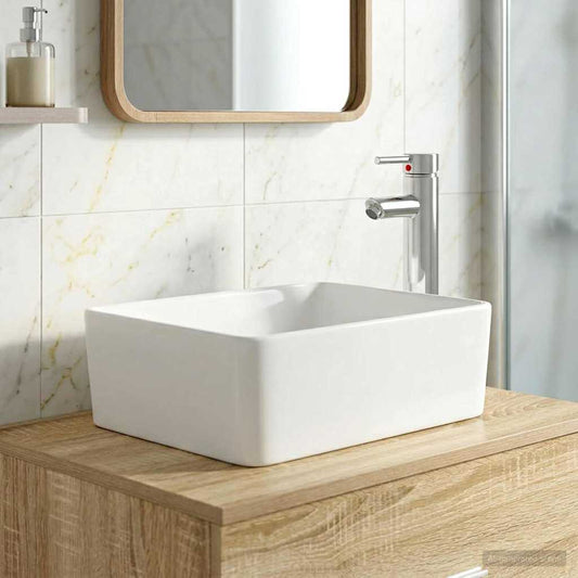 Bathroom Sink with Faucet and Drain Chrome 40.5 x 30.5 x 13 cm