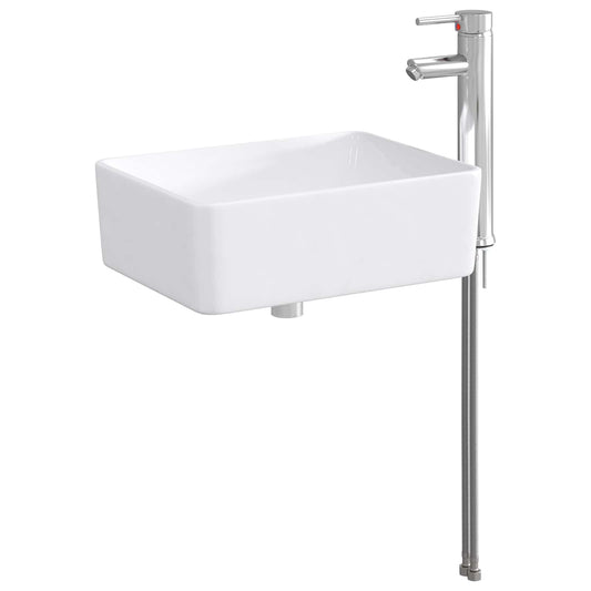 Bathroom Sink with Faucet and Drain Chrome 40.5 x 30.5 x 13 cm