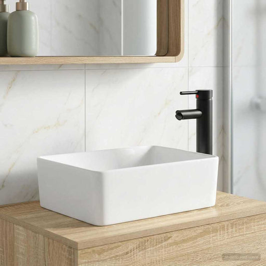 Bathroom Sink with Faucet and Drain Matte Black