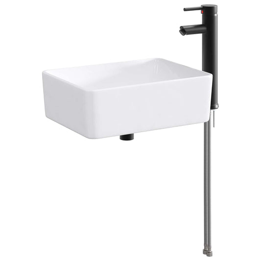 Bathroom Sink with Faucet and Drain Matte Black