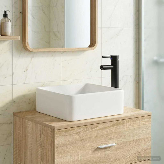 Bathroom Sink with Faucet and Drain Matte Black