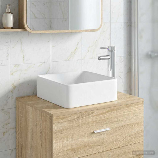 Bathroom Sink with Faucet and Drain Chrome 49 x 37 x 14 cm