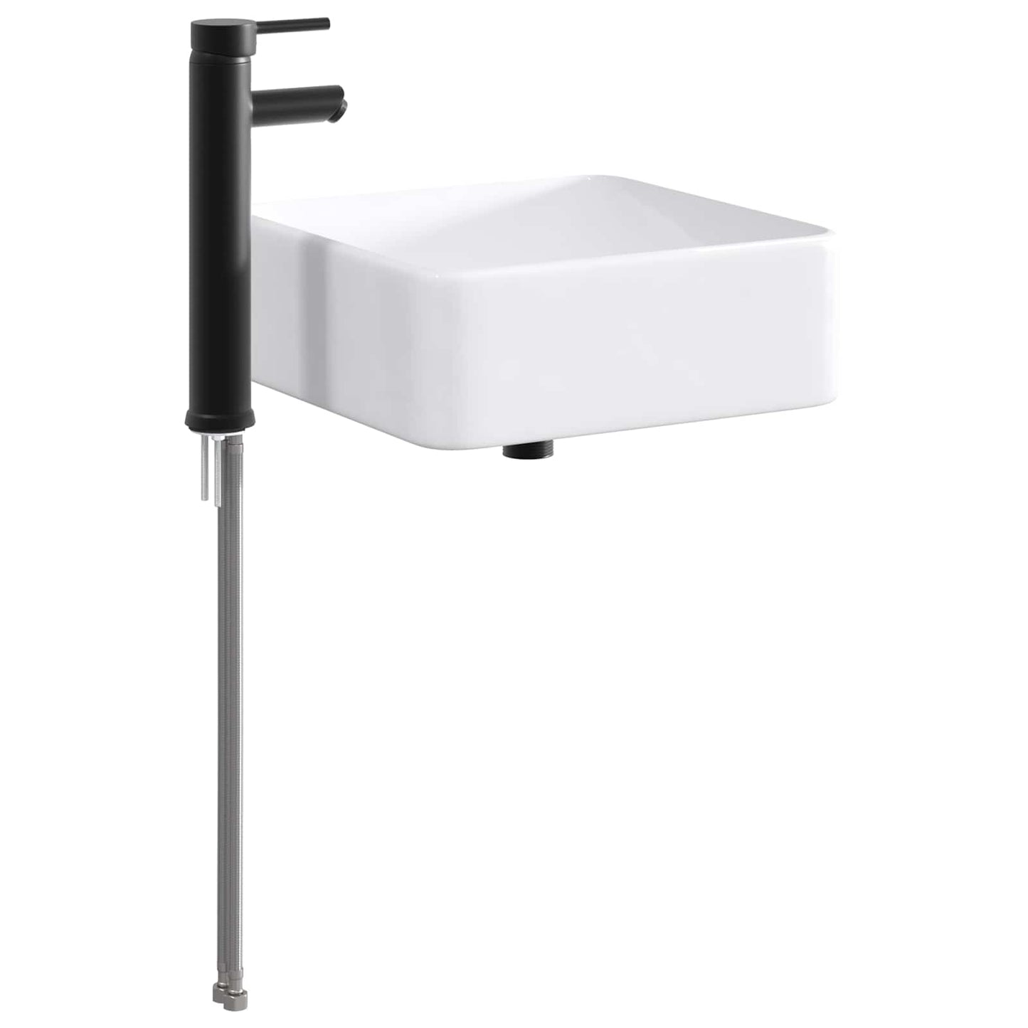 Bathroom Wash Basin Matte Black 49 x 37 x 14 cm Metal