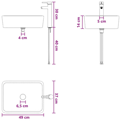 Bathroom Wash Basin Matte Black 49 x 37 x 14 cm Metal