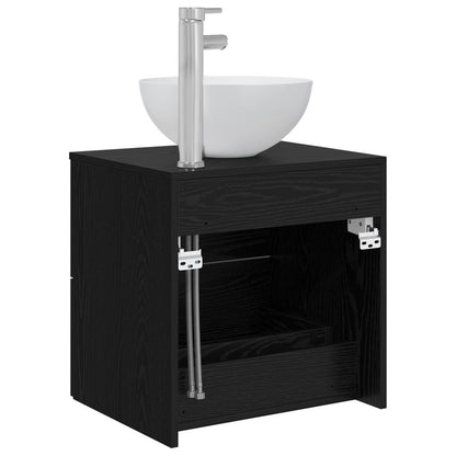 Wall-Mounted Sink Vanity Black Oak 49.5 x 35 x 63 cm
