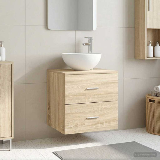 Wall-Mounted Sink Vanity Sonoma Oak 49.5 x 35 x 63 cm