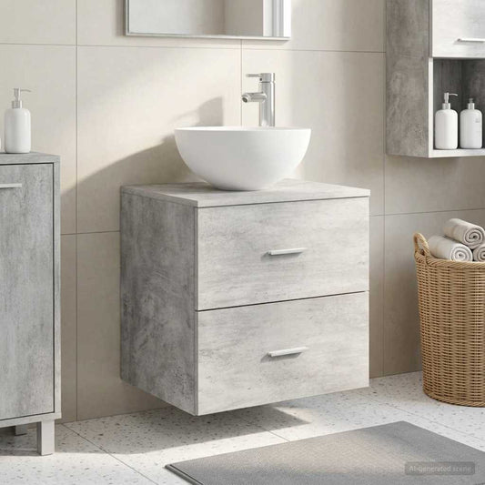 Wall-Mounted Sink Vanity Concrete Grey 49.5 x 35 x 63 cm
