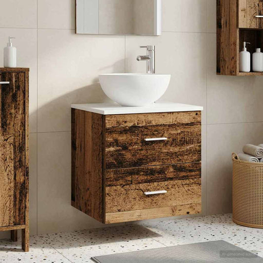 Wall-Mounted Sink Vanity Old Wood 49.5 x 35 x 63 cm