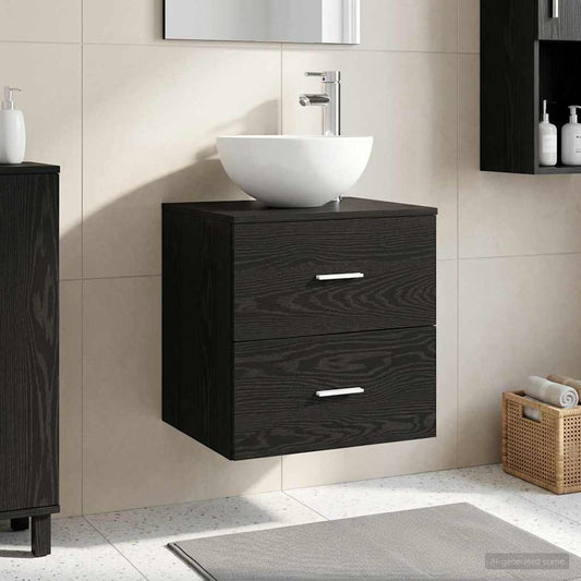 Wall-Mounted Sink Vanity Black Oak 49.5 x 41 x 64.5 cm